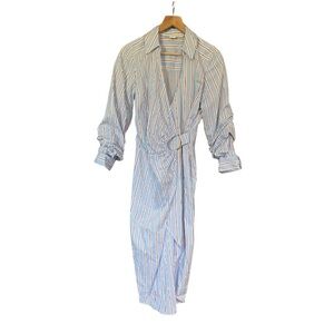 Veronica Beard Blue, Brown, and White Striped Dress